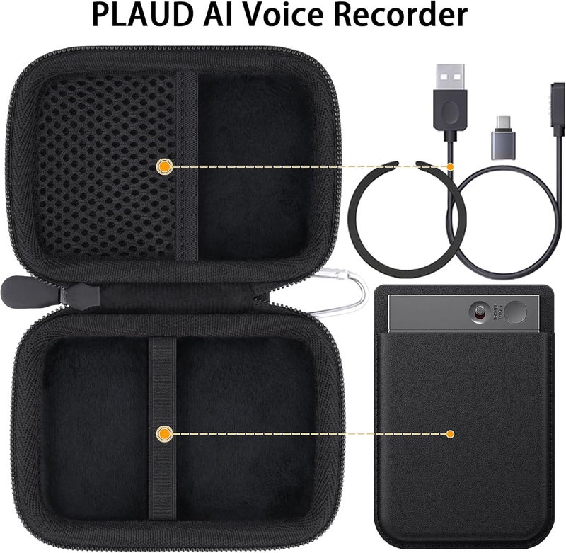 Baval Hard Carrying Travel Case for PLAUD Note/Note Pro AI Voice Recorder,Compatible with PLAUD Digital Recorder and Magnetic Protective Case(Black) - Image 3